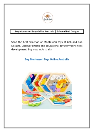 Buy Montessori Toys Online Australia | Gab And Bub Designs