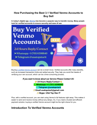 How Purchasing the Best 3.1 Verified Venmo Accounts to Buy Sell