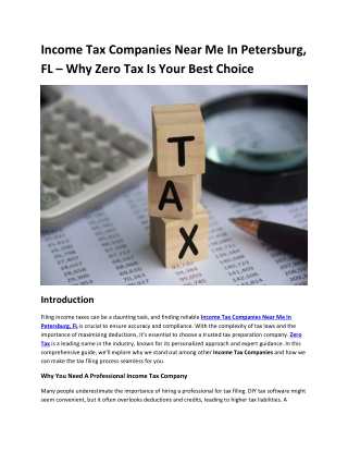 Income Tax Companies Near Me In Petersburg, FL – Why Zero Tax Is Your Best Choice