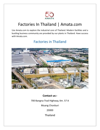 Factories In Thailand  Amata