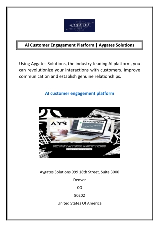 Ai Customer Engagement Platform | Aygates Solutions