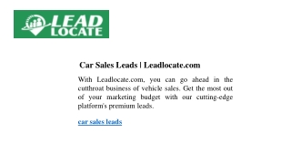 Car Sales Leads Leadlocate.com