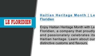 Haitian Heritage Month Le Floridien