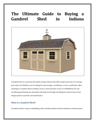 The Ultimate Guide to Buying a Gambrel Shed in Indiana