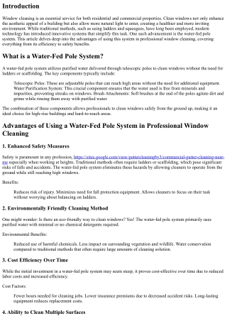 Advantages of Using a Water-Fed Pole System in Professional Window Cleaning.