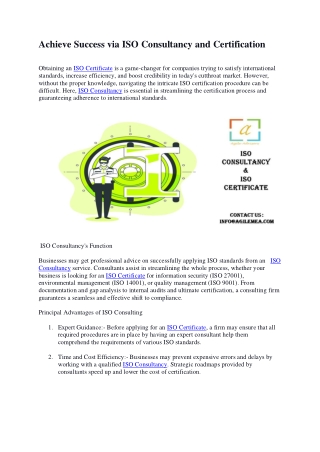 Achieve Success via ISO Consultancy and Certification .