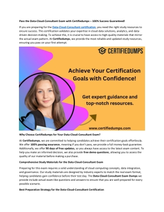 Pass the Data-Cloud-Consultant Exam with Certifiedumps – 100% Success Guaranteed!