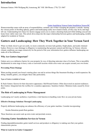 Gutters and Landscaping: How They Work Together in Your Vernon Yard