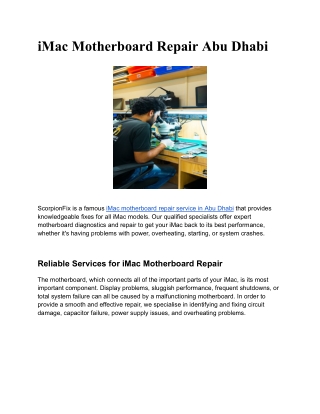 iMac Motherboard Repair Abu Dhabi