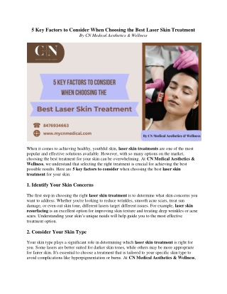 5 Key Factors to Consider When Choosing the Best Laser Skin Treatment
