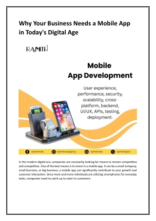 Why Your Business Needs a Mobile App in Today's Digital Age