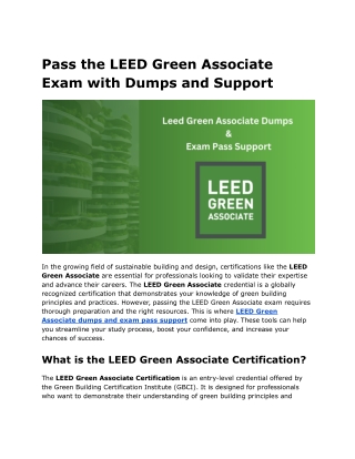 Pass the LEED Green Associate Exam with Dumps and Support