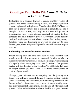 Goodbye Fat, Hello Fit_ Your Path to a Leaner You