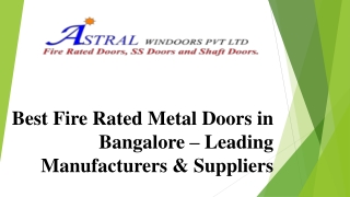 Best Fire Rated Metal Doors in Bangalore –