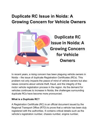 Duplicate RC Issue in Noida_ A Growing Concern for Vehicle Owners