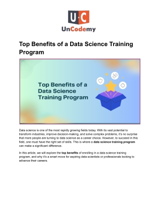 Top Benefits of a Data Science Training Program