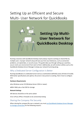 Setting Up an Efficient and Secure Multi-User Network for QuickBooks Desktop