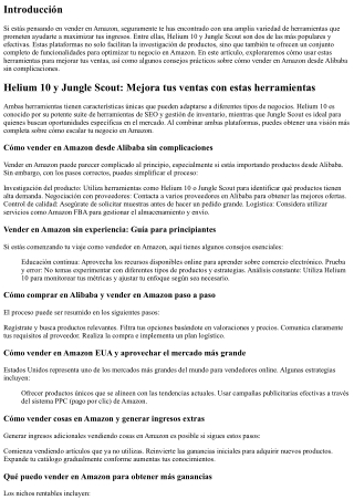 Helium 10 y Jungle Scout: Mejora tus ventas con estas herramientas