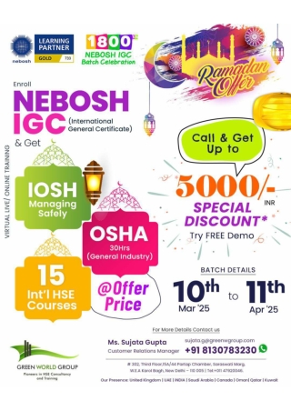 NEBOSH IGC COURSE RAMADAN OFFER IN NEW DELHI
