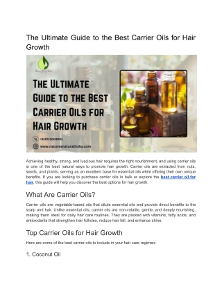 The Ultimate Guide to the Best Carrier Oils for Hair Growth
