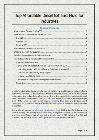 Top Affordable Diesel Exhaust Fluid for Industries