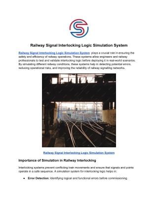 Railway Signal Interlocking Logic Simulation System