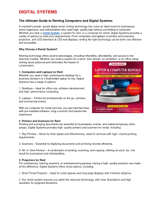 The Ultimate Guide to Renting Computers and Digital Systems