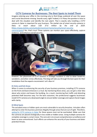 CCTV Cameras for Businesses The Best Spots to Install Them