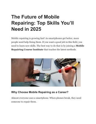 The Future of Mobile Repairing