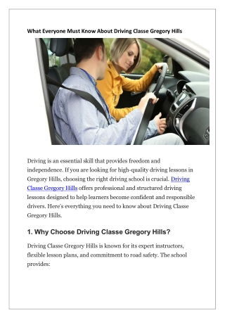 What Everyone Must Know About Driving Classe Gregory Hills