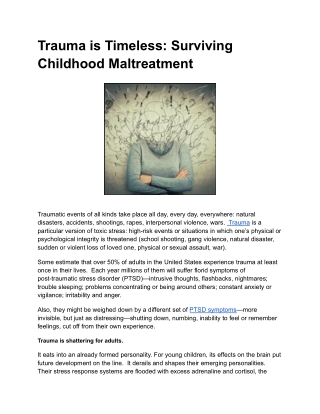Trauma is Timeless_ Surviving Childhood Maltreatment