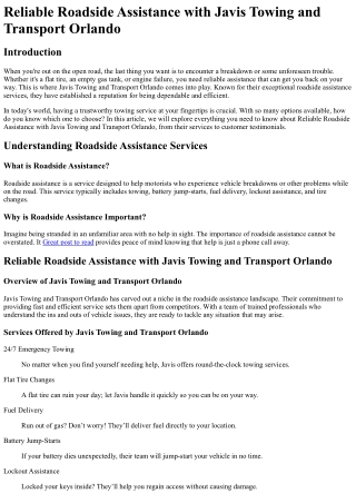 Reliable Roadside Assistance with Javis Towing and Transport Orlando(1)