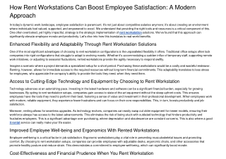 How Rent Workstations Can Boost Employee Satisfaction: A Modern Approach