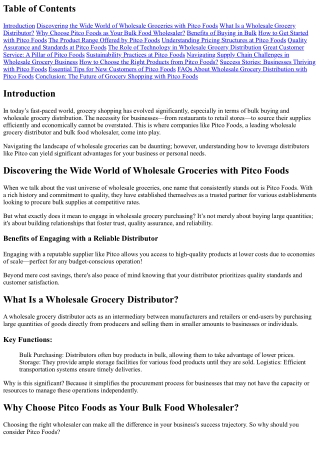 Discovering the Wide World of Wholesale Groceries with Pitco Foods