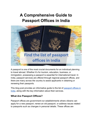 A Comprehensive Guide to Passport Offices in India
