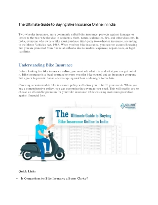 The Ultimate Guide to Buying Bike Insurance Online in India