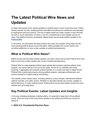 The Latest Political Wire News and Updates