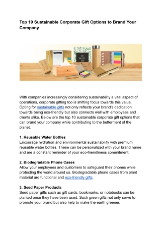 Top 10 Sustainable Corporate Gift Ideas to Promote Your Brand