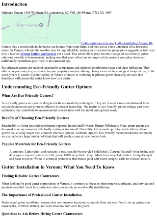 Exploring Eco-Friendly Gutter Options for Your Vernon Home