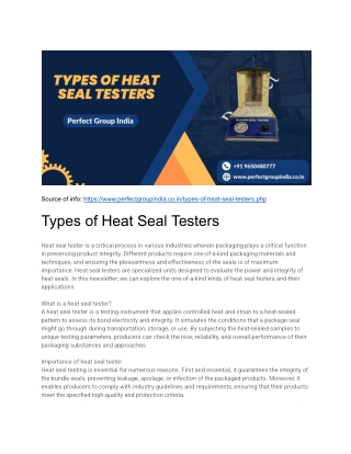 Types of Heat Seal Testers