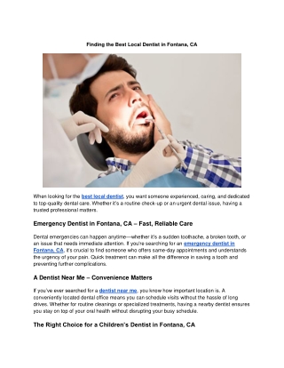 Top Local Dentist in Fontana, CA: Emergency & Children's Dental Care Near You