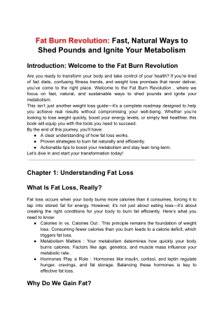 Fat Burn Revolution Fast, Natural Ways to Shed Pounds and Ignite Your Metabolism