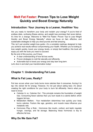 Melt Fat Faster: Proven Tips to Lose Weight Quickly and Boost Energy Naturally