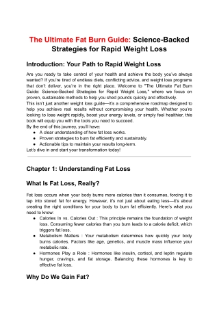 The Ultimate Fat Burn Guide: Science-Backed Strategies for Rapid Weight Loss