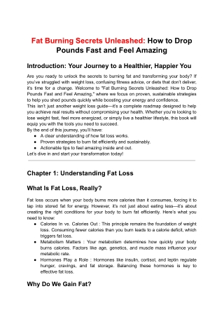 Fat Burning Secrets Unleashed: How to Drop Pounds Fast and Feel Amazing