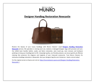 Designer Handbag Restoration Newcastle
