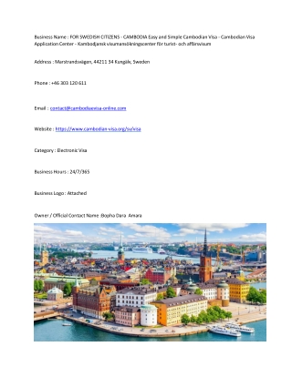 FOR SWEDISH CITIZENS - CAMBODIA Easy and Simple Cambodian Visa - Cambodian Visa
