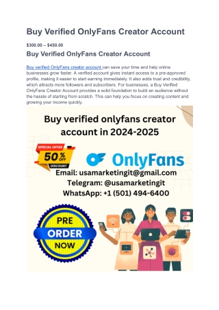 Why do people want to Buy Verified OnlyFans Creator Account_