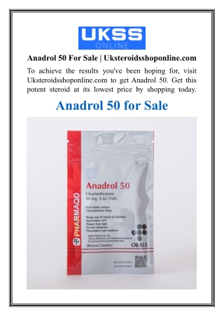 Anadrol 50 For Sale  Uksteroidsshoponline.com