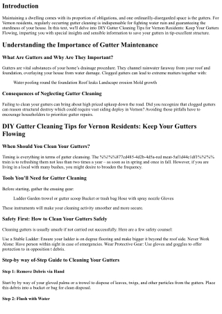 DIY Gutter Cleaning Tips for Vernon Residents: Keep Your Gutters Flowing